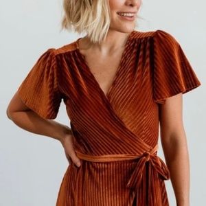 Baltic Born Andi Ribbed Velvet Copper Wrap Dress XL
